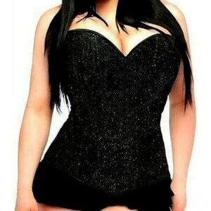 Lavish Black Glitter Side Zipper Corset - LV-208-2X